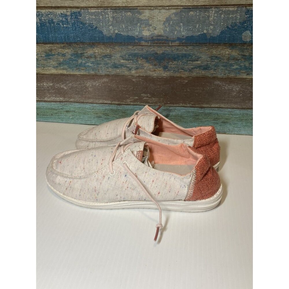 Hey Dude Women's Wendy Lace Up Loafers, Confetti Pink Sz 9